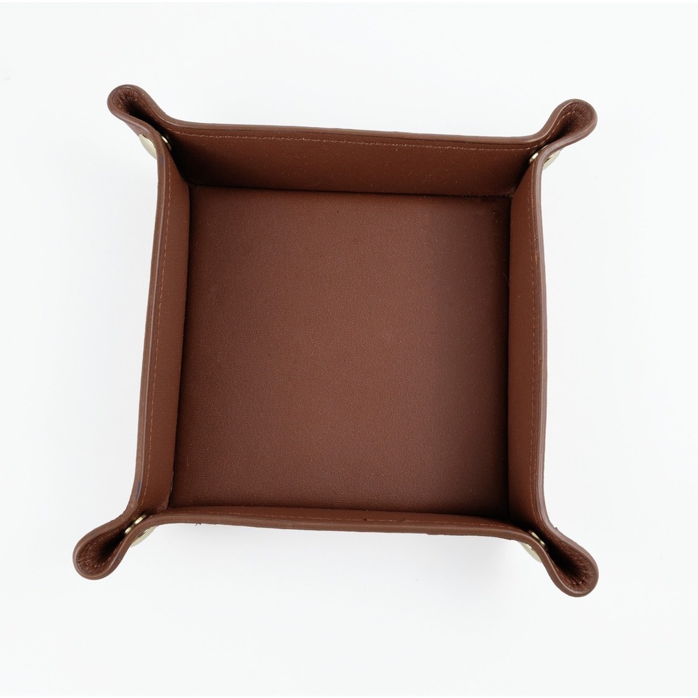 Royce New York Brown Leather Valet Tray For Men